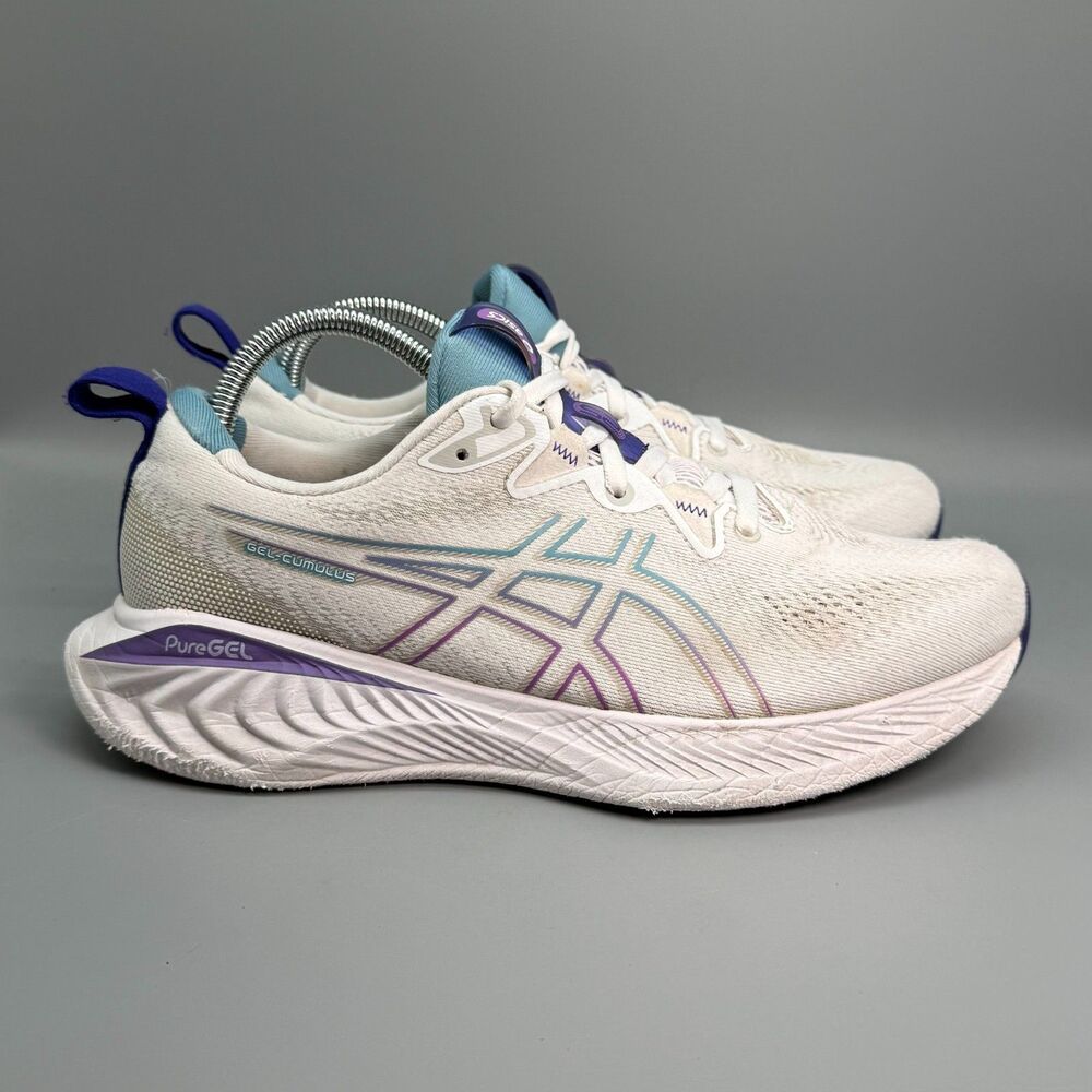 ASICS Gel Cumulus 25 Women's 9.5 White Blue Low Top Athletic Running Sneakers